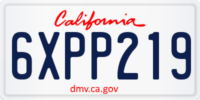 CA license plate 6XPP219
