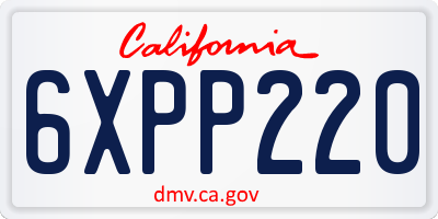 CA license plate 6XPP220