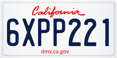 CA license plate 6XPP221