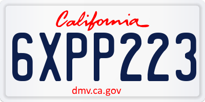 CA license plate 6XPP223