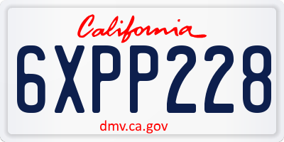 CA license plate 6XPP228