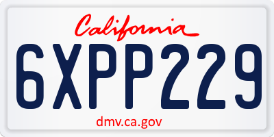 CA license plate 6XPP229