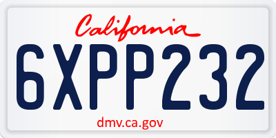 CA license plate 6XPP232