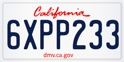 CA license plate 6XPP233