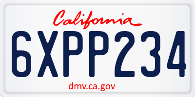 CA license plate 6XPP234