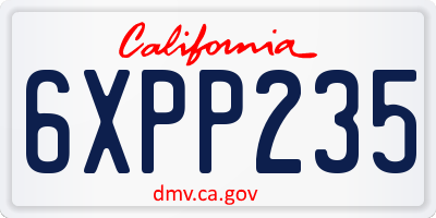 CA license plate 6XPP235