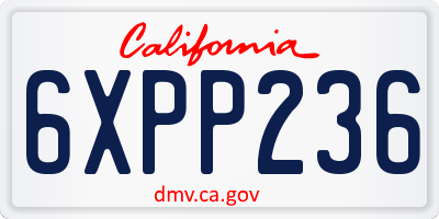 CA license plate 6XPP236