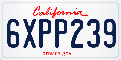 CA license plate 6XPP239