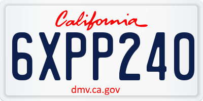 CA license plate 6XPP240