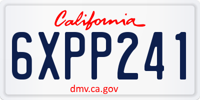 CA license plate 6XPP241