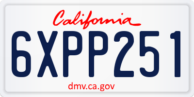 CA license plate 6XPP251