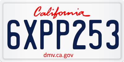 CA license plate 6XPP253