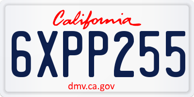 CA license plate 6XPP255