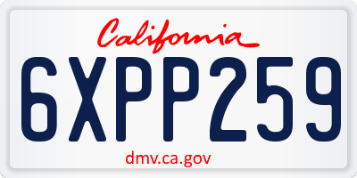 CA license plate 6XPP259