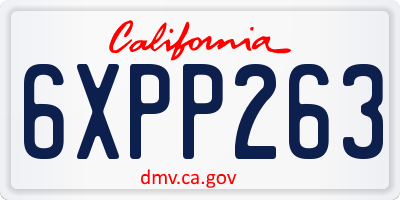 CA license plate 6XPP263