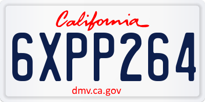 CA license plate 6XPP264