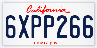 CA license plate 6XPP266