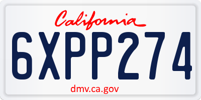 CA license plate 6XPP274