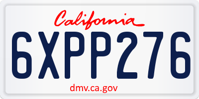 CA license plate 6XPP276
