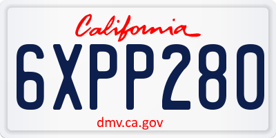 CA license plate 6XPP280