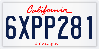CA license plate 6XPP281