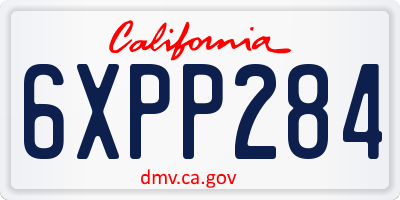 CA license plate 6XPP284