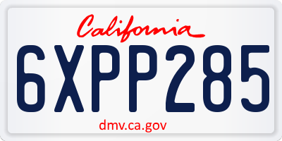 CA license plate 6XPP285