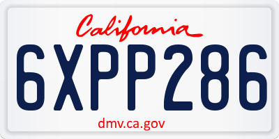 CA license plate 6XPP286