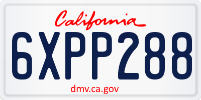 CA license plate 6XPP288