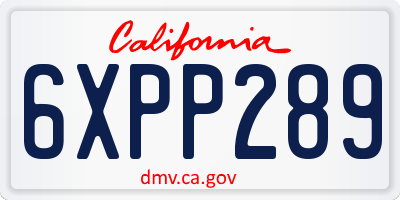 CA license plate 6XPP289