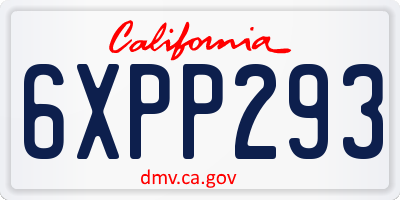 CA license plate 6XPP293