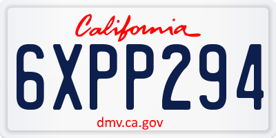 CA license plate 6XPP294