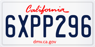 CA license plate 6XPP296