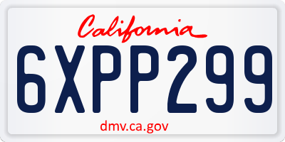 CA license plate 6XPP299