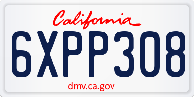 CA license plate 6XPP308