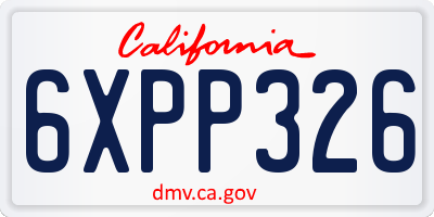 CA license plate 6XPP326