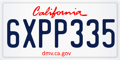 CA license plate 6XPP335