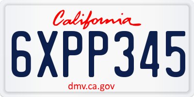 CA license plate 6XPP345