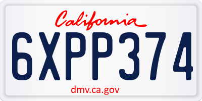 CA license plate 6XPP374