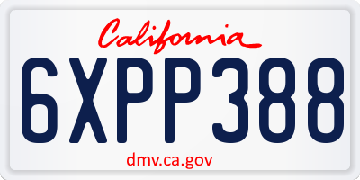 CA license plate 6XPP388