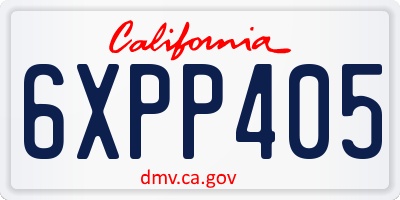 CA license plate 6XPP405