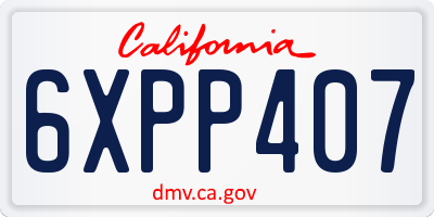 CA license plate 6XPP407