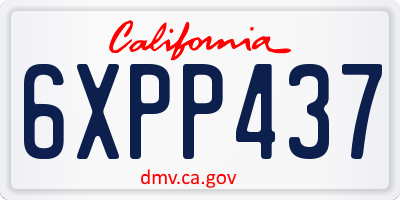 CA license plate 6XPP437