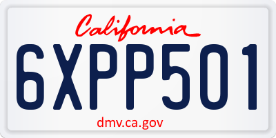 CA license plate 6XPP501