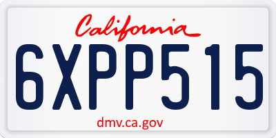 CA license plate 6XPP515