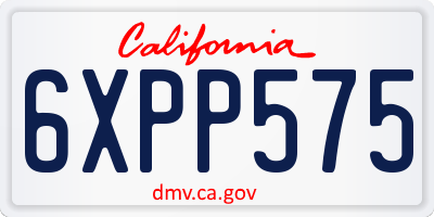 CA license plate 6XPP575