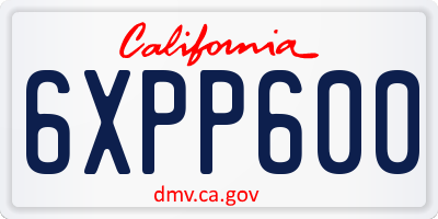 CA license plate 6XPP600