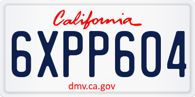CA license plate 6XPP604
