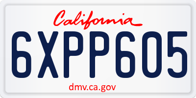 CA license plate 6XPP605