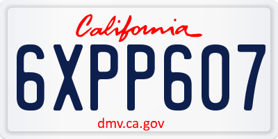 CA license plate 6XPP607